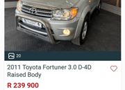 Toyota Fortuner 3.0 D-4D Raised Body For Sale In Pretoria